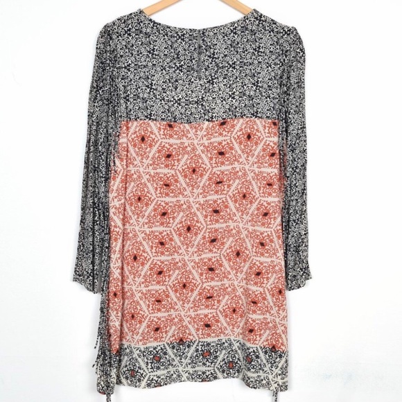 Zara | Black & Orange Shirt Fringe Print Color Block Mini Dress Medium - Picture 8 of 9